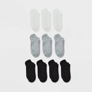 Xhilaration Women's 10pk Low Cut Socks Solid Black/White/Gray Size 4-10